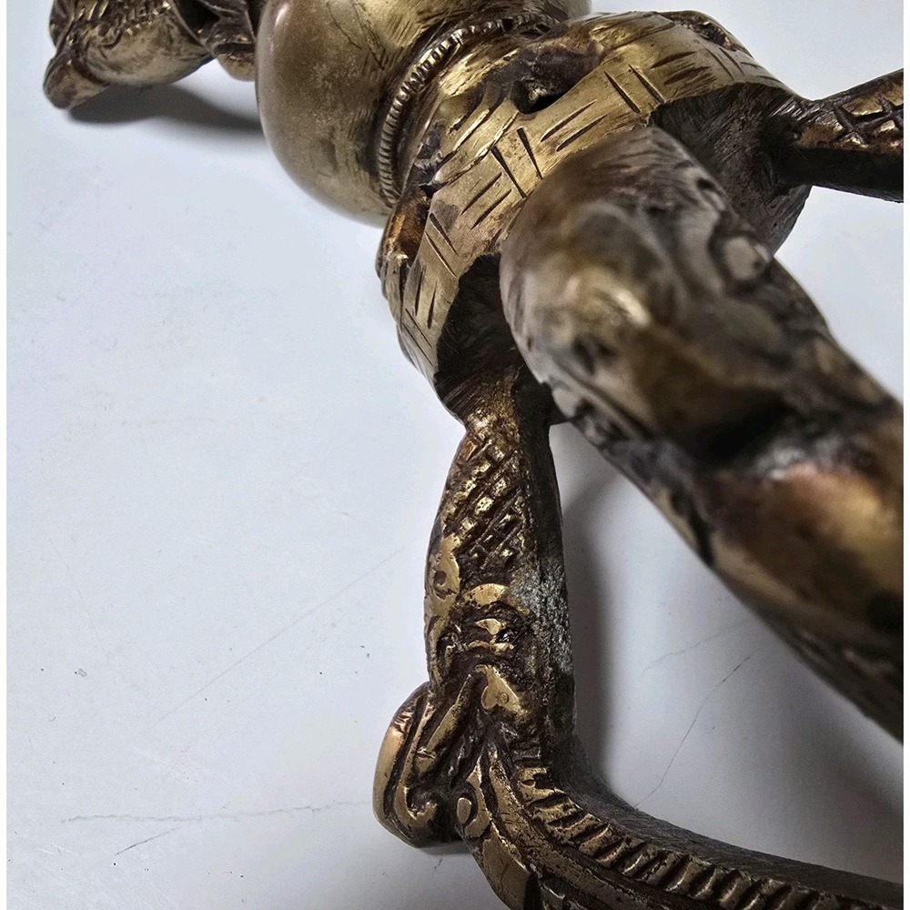 Antique Brass Tibetan Buddhist 5 pronged Vajra/Dorje 13" - Picture 13 of 16